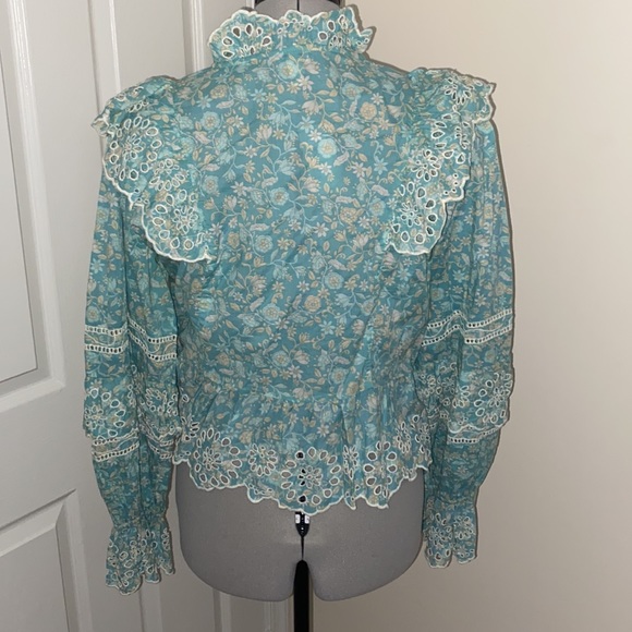 River Island Floral Ruffle Neck Blouse - Picture 6 of 7